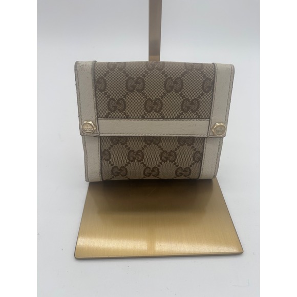Vintage Gucci Monogram Second Street Wallet Cream Brown - Picture 1 of 3